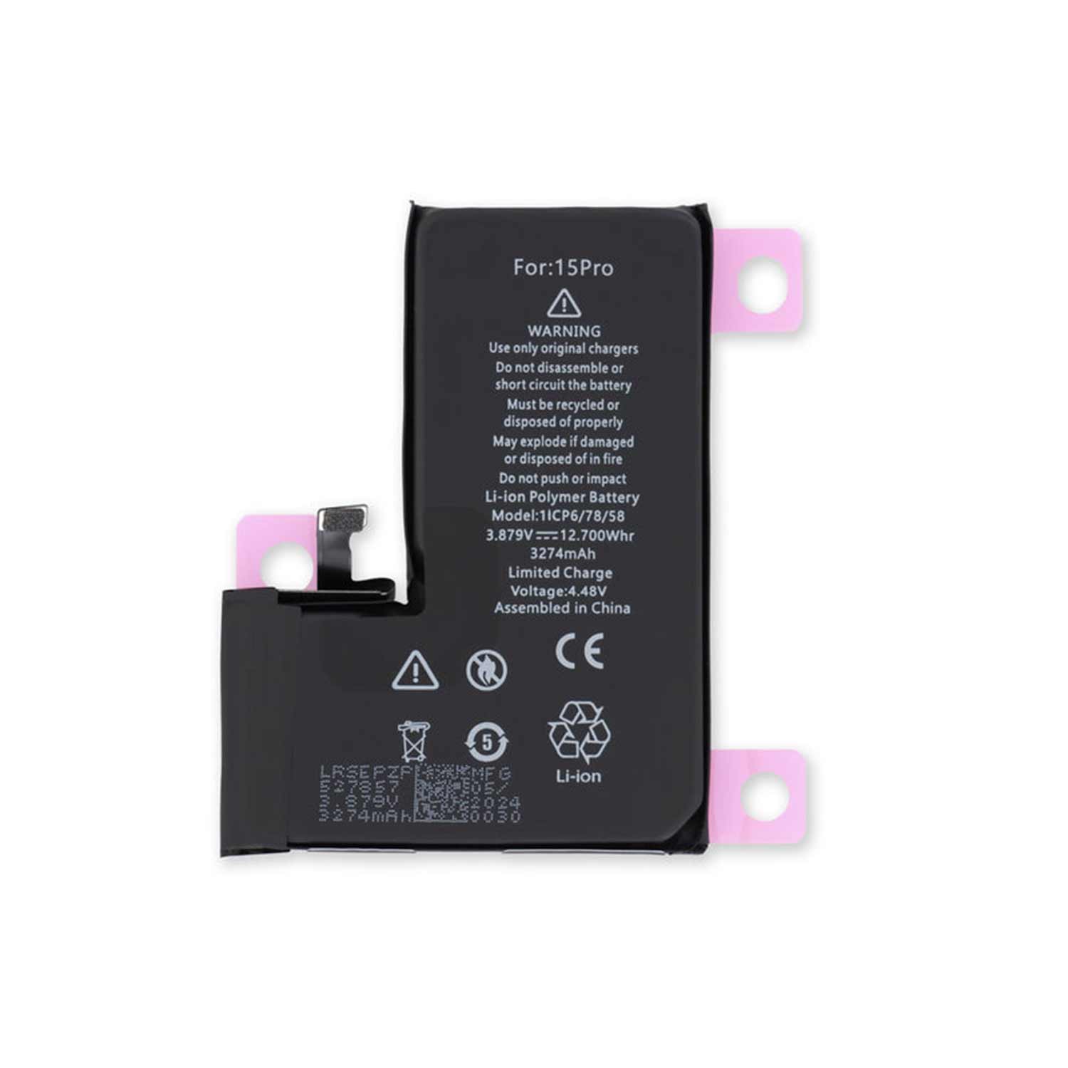 Batería iPhone 15 Pro de alta capacidad – repuesto compatible